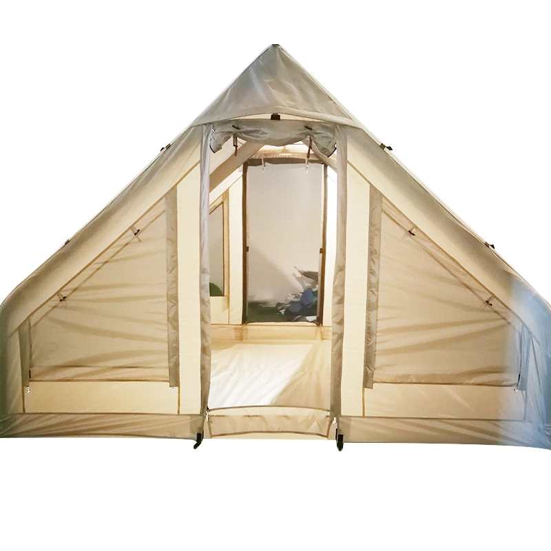 3-5 Personen L Größe Leinwand Baumwolle Glocke Zelt Aufblasbare Camping Zelt Tragbare Außenluft Rohr Bell Zelt Schnelleinstellung Ohne Pole