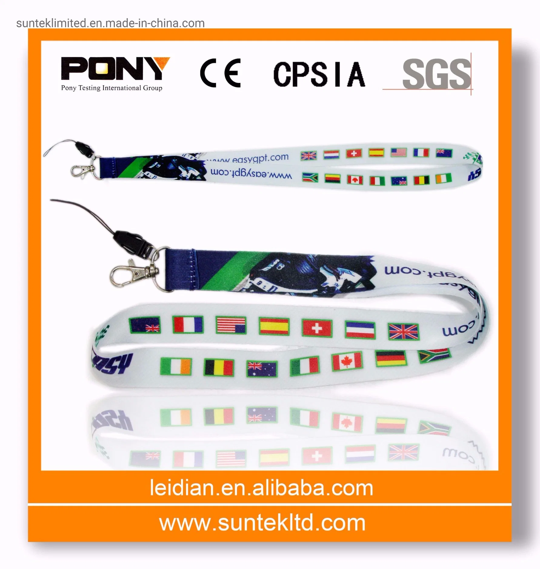 Custom Polyester Lanyard Woven Nylon Silk Screen Printed Sublimation Neck Logo Strap with ID Badge Holder with Safety Break Clip