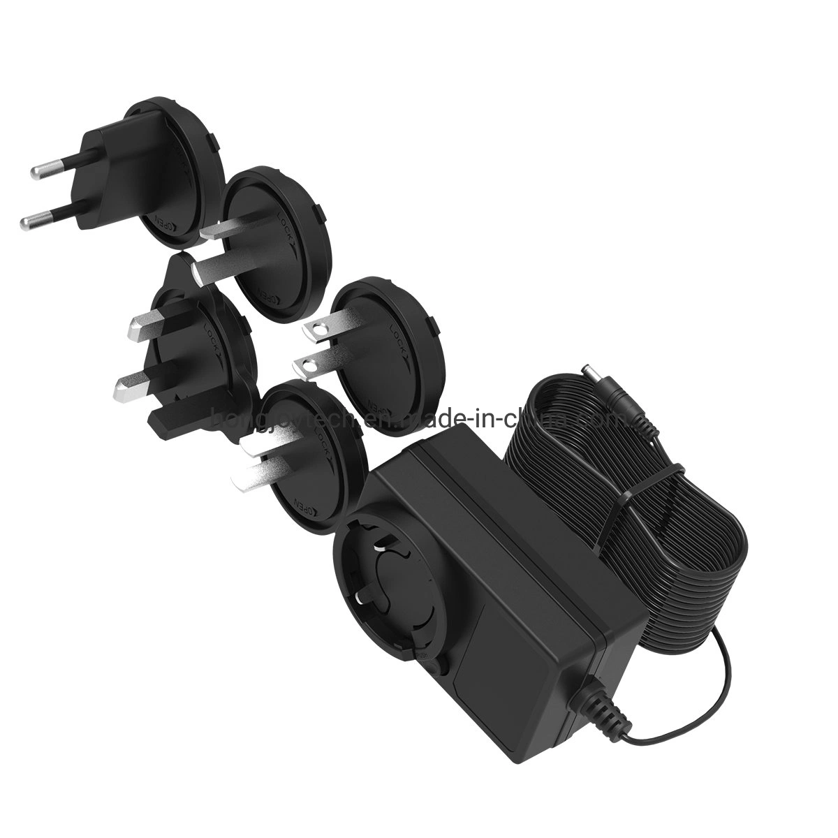 Chargeur universel de batterie Li-ion 4,2V 8,4V 12,6V 16,8V 1A 1,2A 1,5A 1,8A 2,0A avec adaptateurs secteur interchangeables pour le Royaume-Uni, l'Union européenne, les États-Unis et l'Australie.