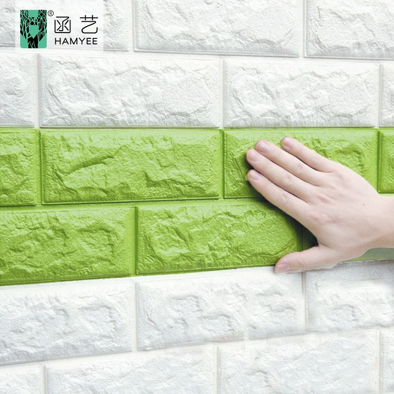 Mural de papel suave de la pared de ladrillo en 3D de piedra Papel tapiz de espuma de polietileno adhesivo