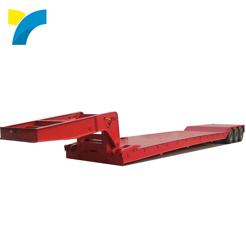 المحور الثالث Domi 40t 50t 60t 100t Gooseneck Lowboy منخفض مقطورة ذات أبعاد شبه المقطورة المنخفضة For Sale