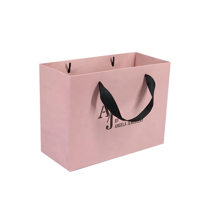 Custom Design Luxury Gift Packaging FSC Certified Hand Art Paper Bag with Ribbon Handle for Cosmetics Makeup Beauty Packing