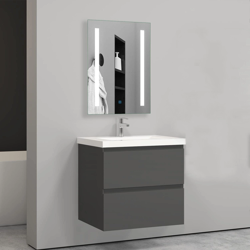 500mm PVC Matt Grey Wall Hung Basin Vanity Unit with 2 Soft Close Drawers