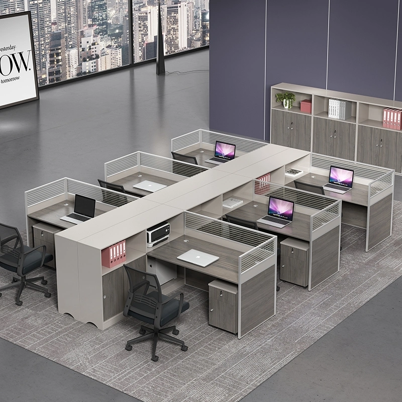 Modernes Design Kommerzielle Möbel Computer Arbeitsplatz Partitionen 6 Person Büro Schreibtisch Mit Personal