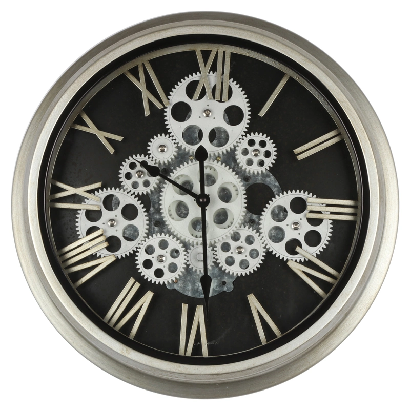 16inch Metal Mechanical Real Moving Gear Wall Clock for Decor