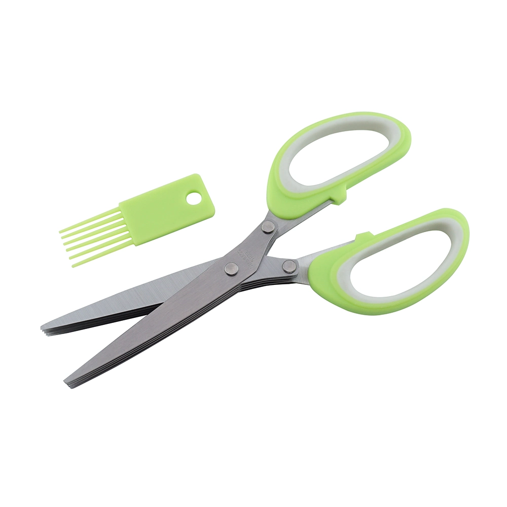 Stainless Steel Kitchen Knives 5 Layer Scissors Shredded Cut Herb Scissors