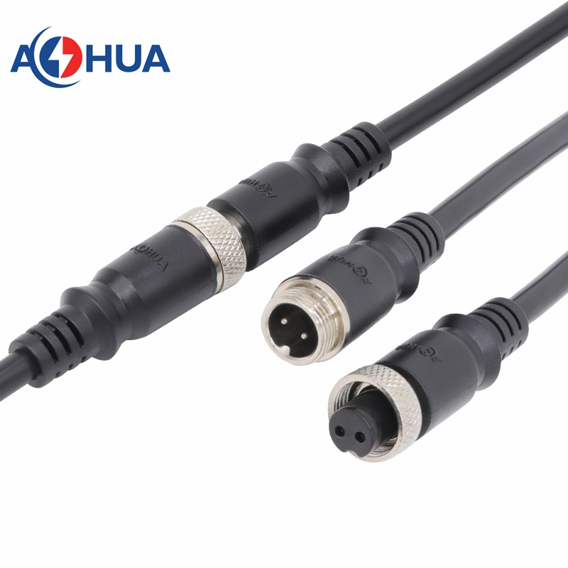 M12 Waterproof Male Plug Female Socket 2 Pin Panel Mount Wire Cable Connector