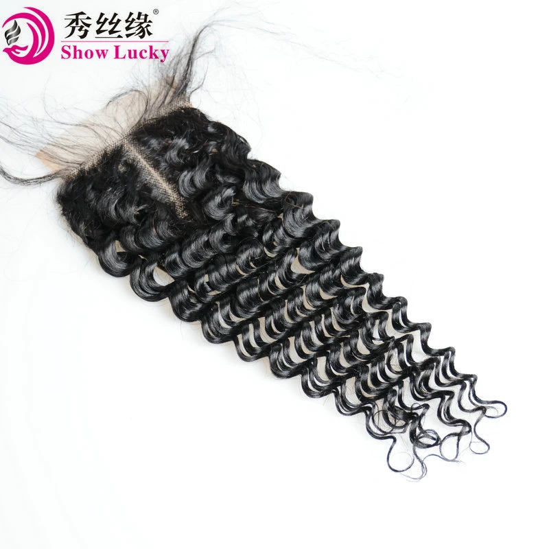 Affordable Cheap Price Chinese Remy Human Hair 4*4 T Part Lace Closure Virgin Hair Water Wave for Black Women Deals