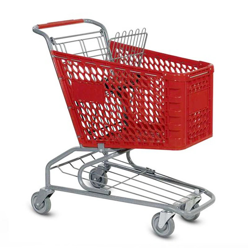 Supermarket Trolley with Red Plastic Basket (JT-E03)