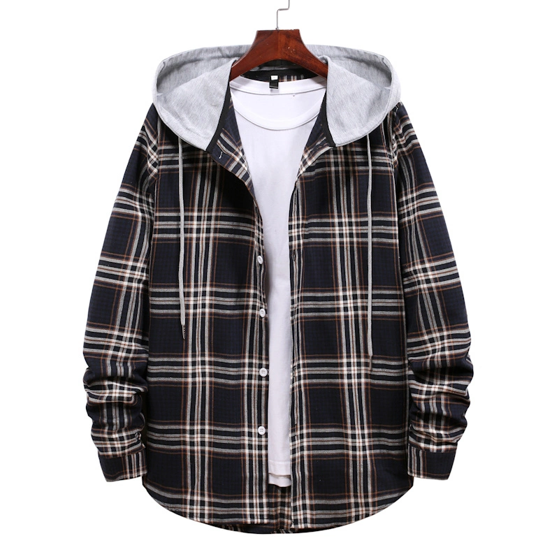 Flannel Shirts with Cutsom Hood Outwear Jackets for Unisex