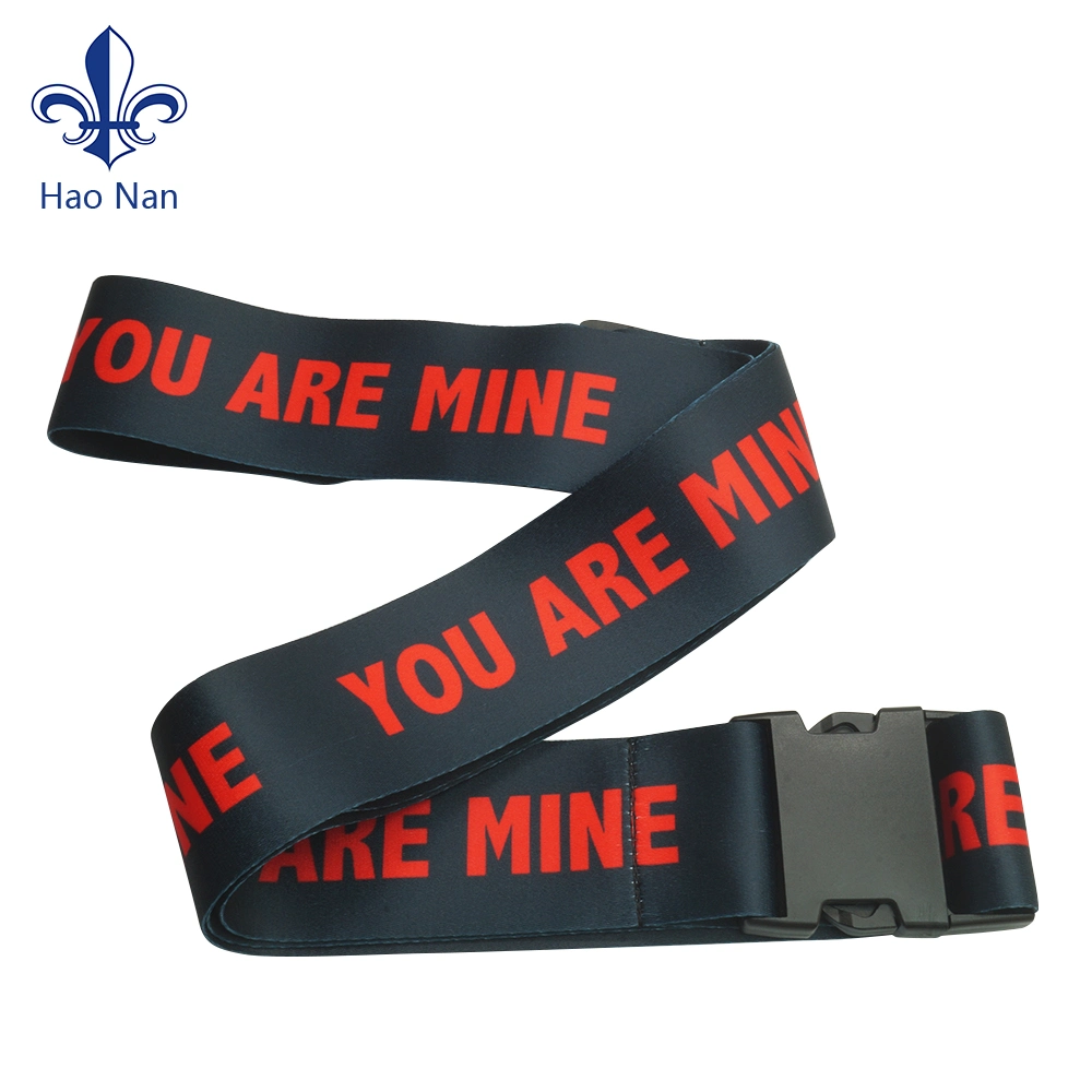 Custom Logo Polyester Printed Adjustable Luggage Strap Belt with Buckle