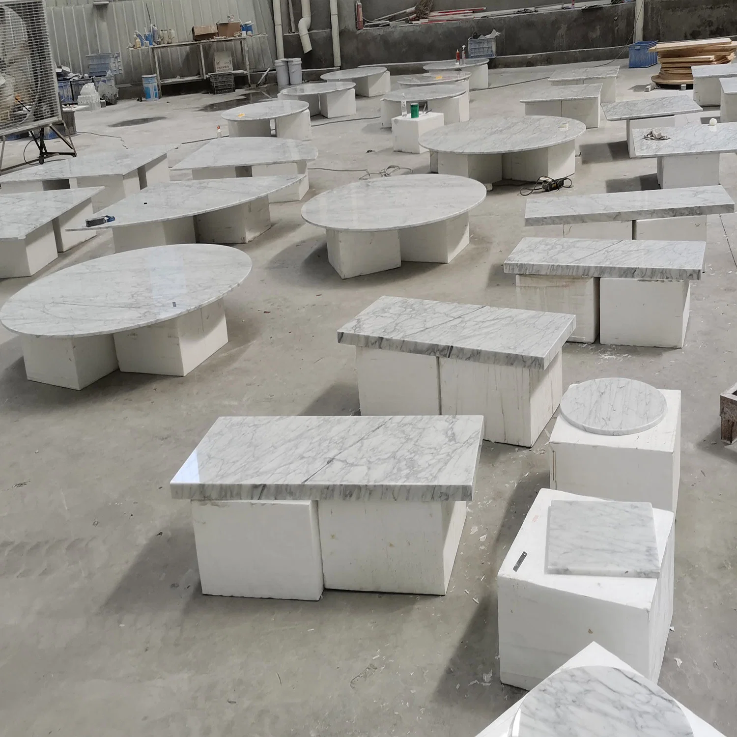 أعلى مستوى Bianco Carrara وايت ماربل تيبل توب وايت ماربل منصات الريش