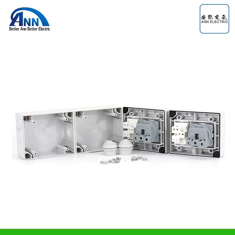 IP55 Germany Style 250V 16A Waterproof Industrial Wall Switch Sockets 2 Gang Switch+2 Gang German (EU) Socket