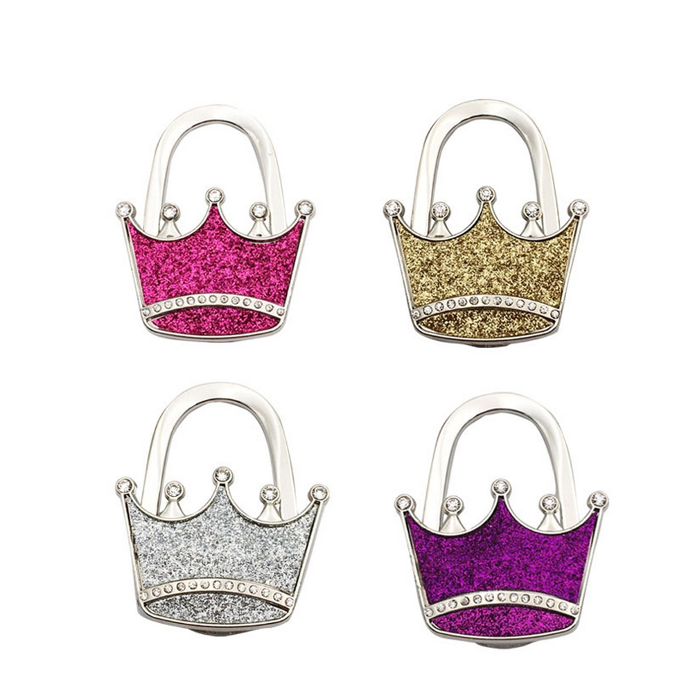 Customized Fashion Bag Accessories 3D Metal Hangbag Hanger Bespoke with Colorful Rhinestone Purse Hook Promotional Gift