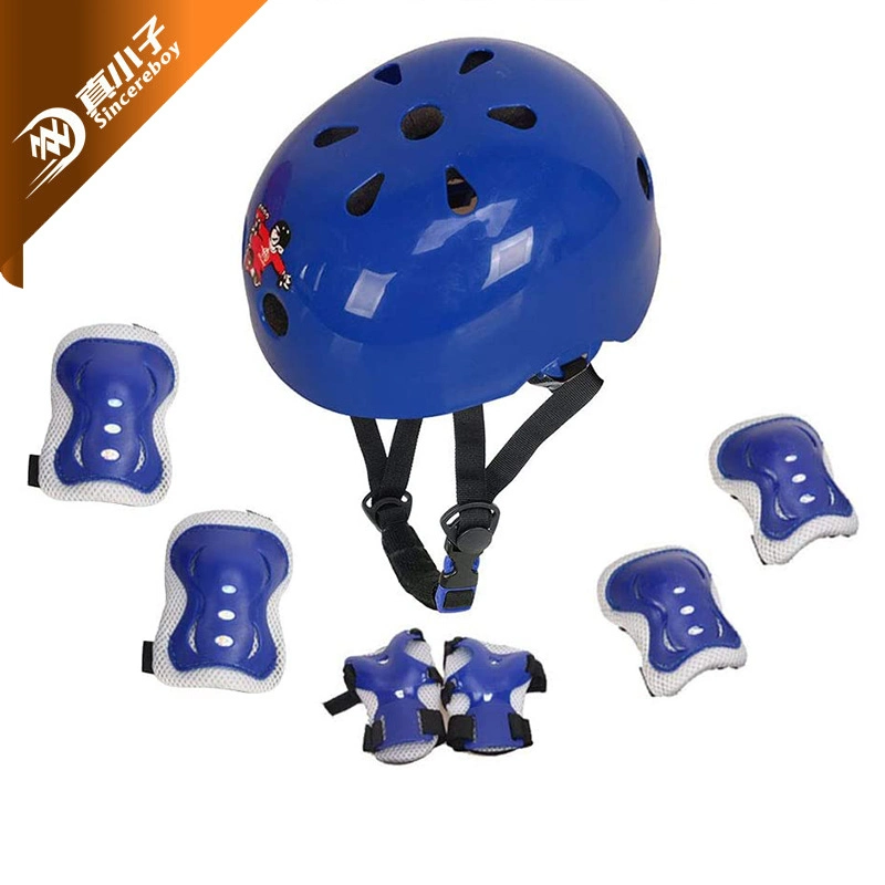 Les enfants Multi Sports Jeu de pignons de protection 7 en 1 Équipement de protection Jeu d'électrodes de casque de vélo de rouleau de planche à roulettes