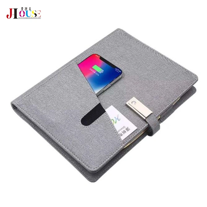 A5 Size Rechargeable Powerbank PU Notebook with a 16GB USB Wireless Charging 8000mAh Power Bank Capacity for Business Stationery Supply Custom Logo Welcome