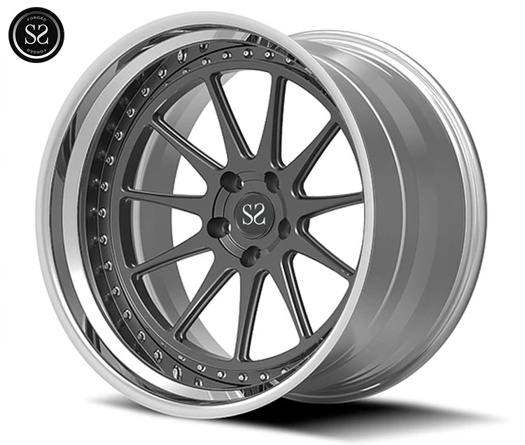 2 Piece Forged Polished Lip Gun Metal Disc Wheels BMW Mercedes Benz Aluminum Alloy Car Rims