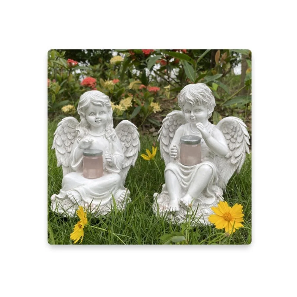 Jardin d'oiseaux en plein air Statue agenouillant Ange avec fleur Bl19999