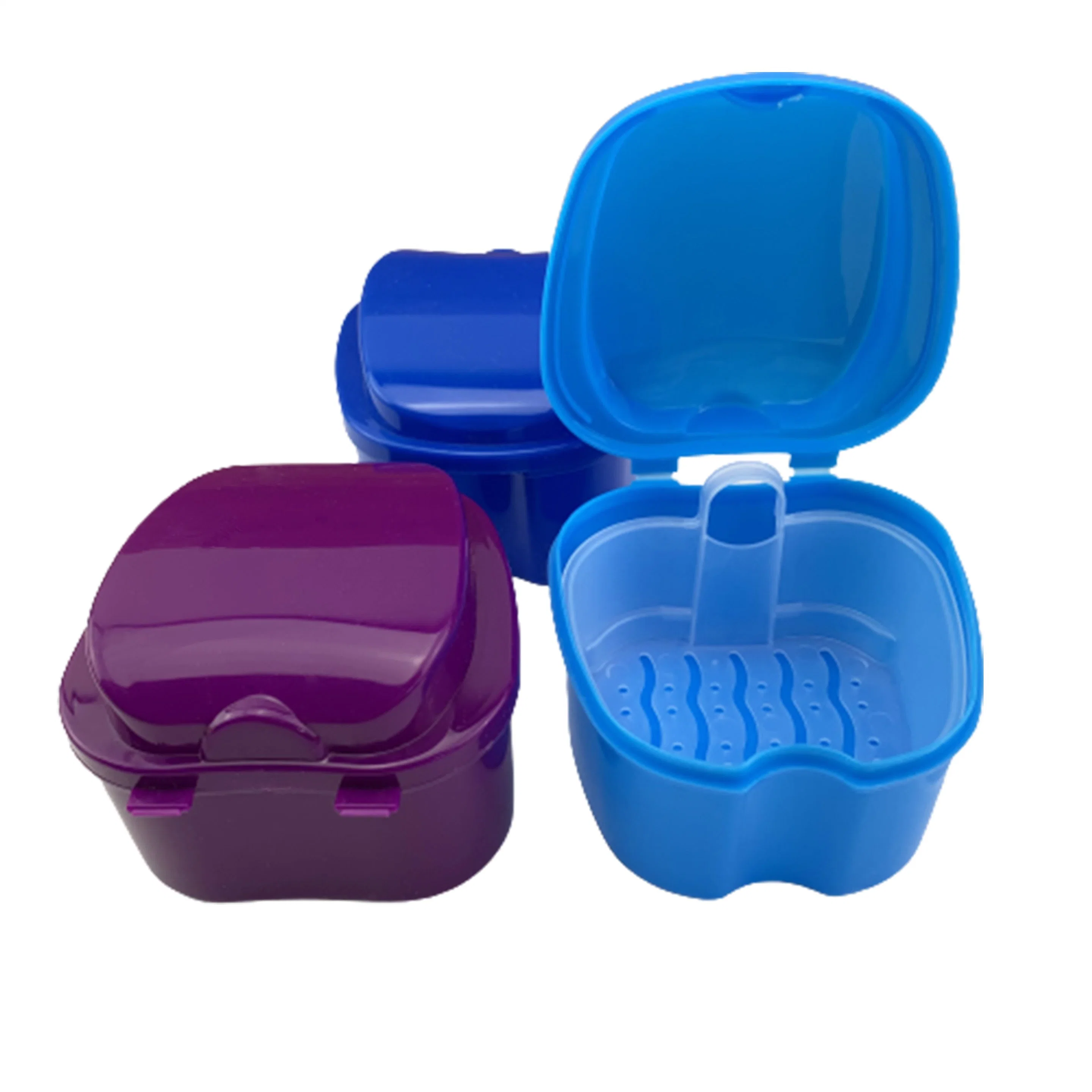 Apple Shape Plastic Denture Box Denture Bath Box with Strainer