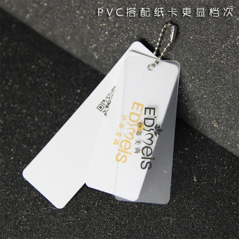 Printed Logo Clear PVC Hangtags Garment Clothes Custom Hang Tags, Luxury Swing Tags Set String Pin Design Paper Clothing Tags