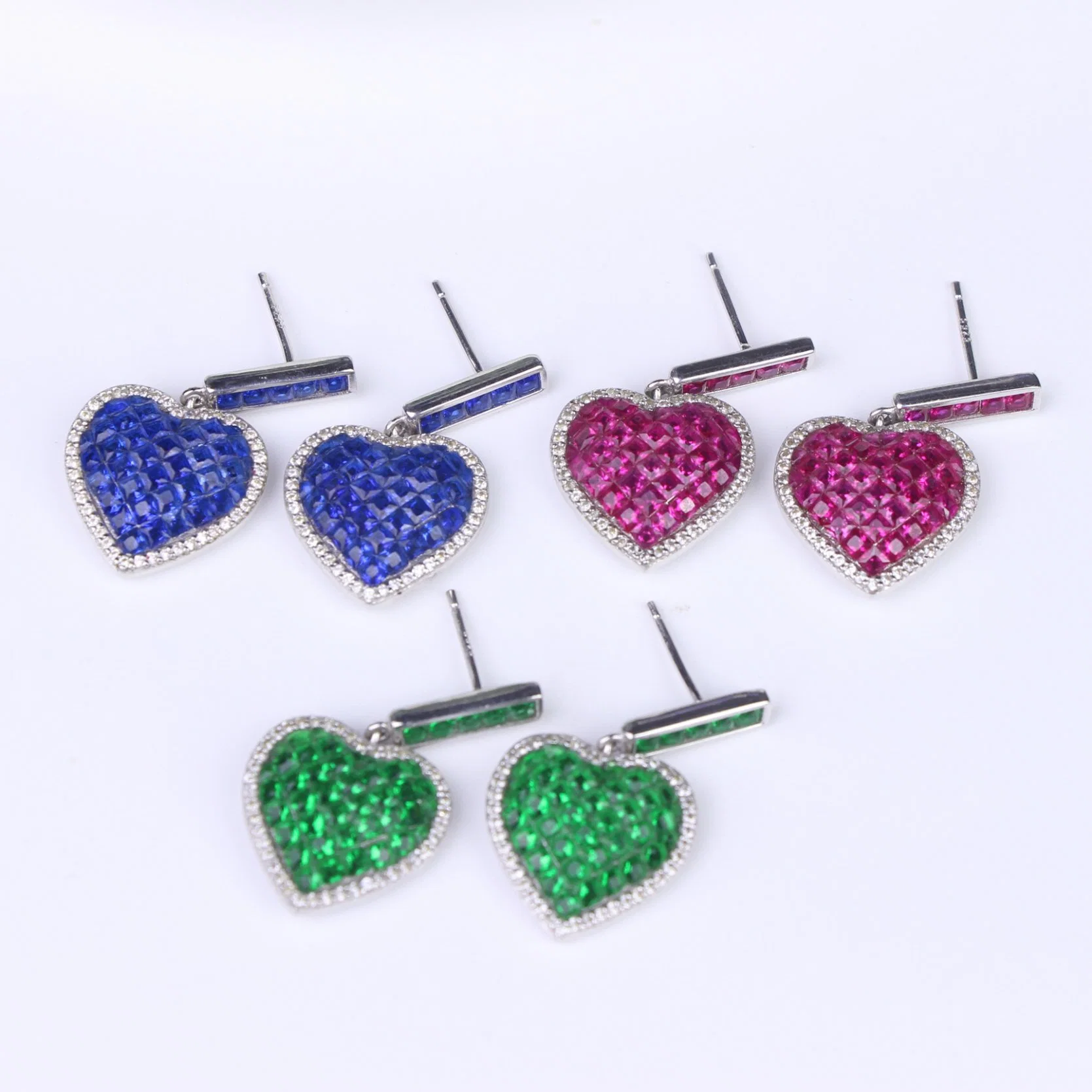 Luxury Jewelry 925 Sterling Silver Cubic Zirconia Heart Shape Ring Earrings Necklace Jewelry Set