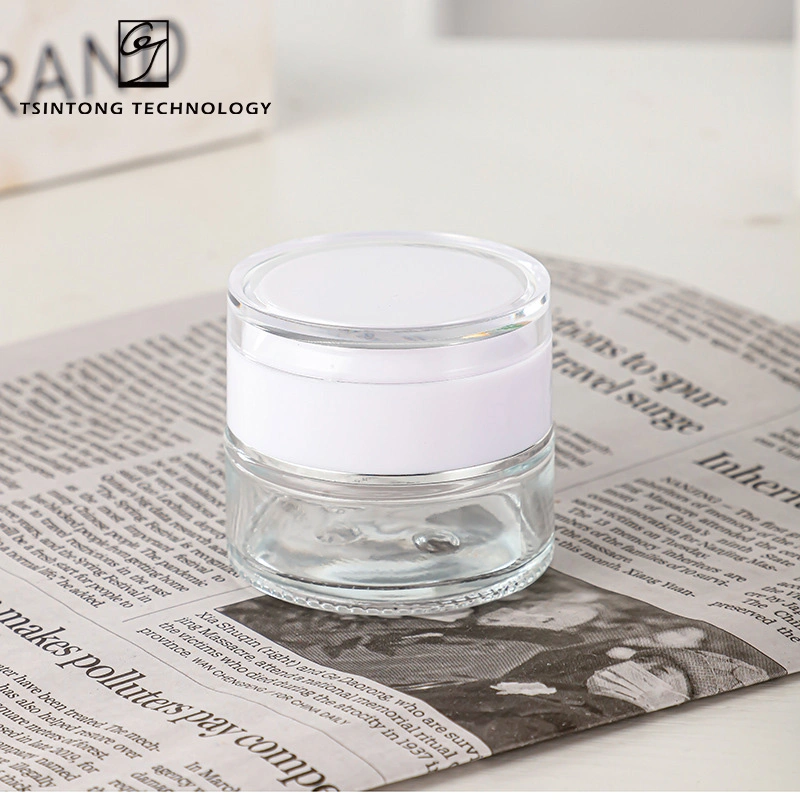 Wholesale/Supplier 20g 30g 50g Glass Cream Jar Refillable Bottle Empty Cosmetic Container with Acrylic White Lid.