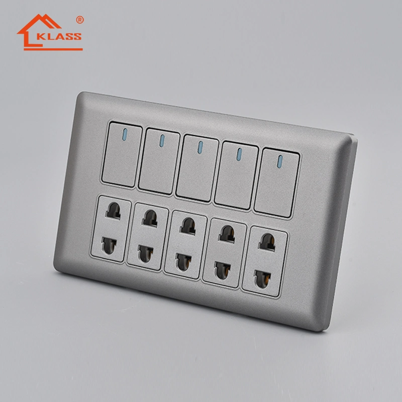 OEM American Standard 5pin Multiple Sockets with Switch PC Material Electric Wall Switch