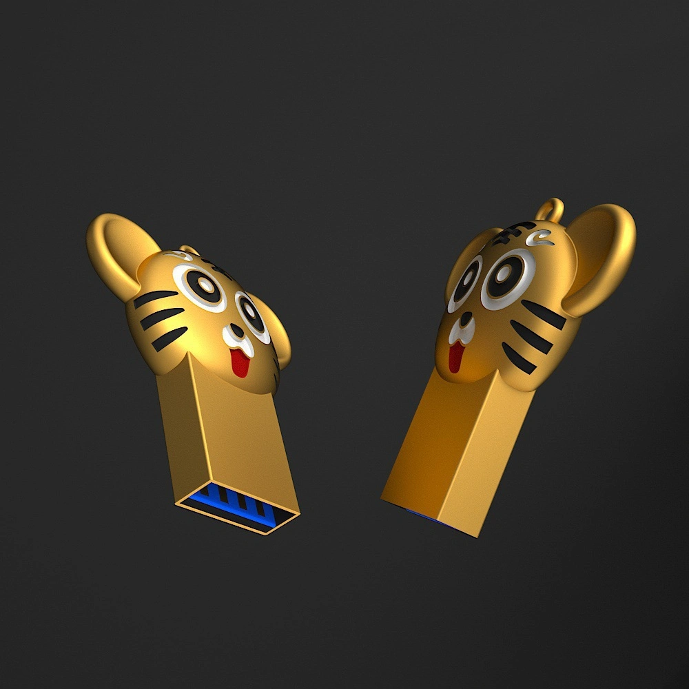 2022 Nova caneta de memória flash USB Cartoon Tiger Metal Ofertas promocionais de condução