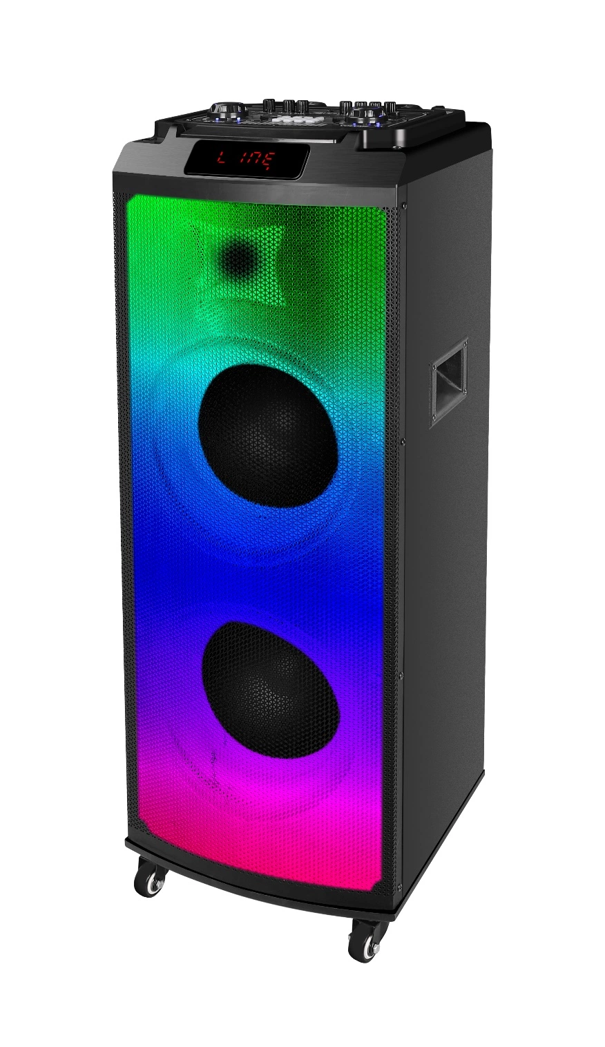 Altavoz de audio para fiestas de DJ y karaoke con caja de sonido de doble subwoofer de madera de 10 pulgadas y Bluetooth, con micrófono Tws