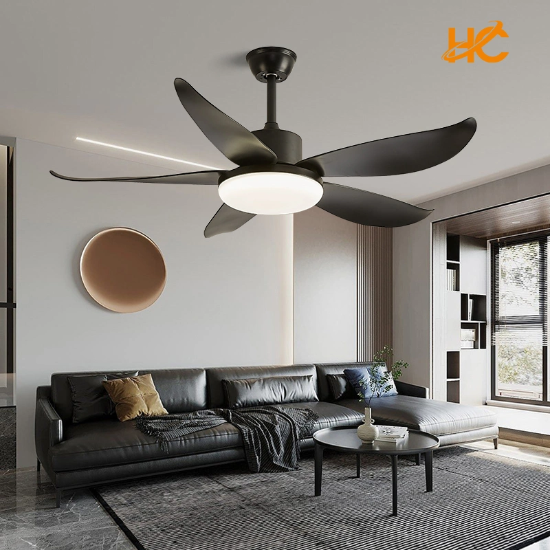 42 Inch Durable DC Motor Hotel Flush Mount Black Ceiling Fan Light and Remote