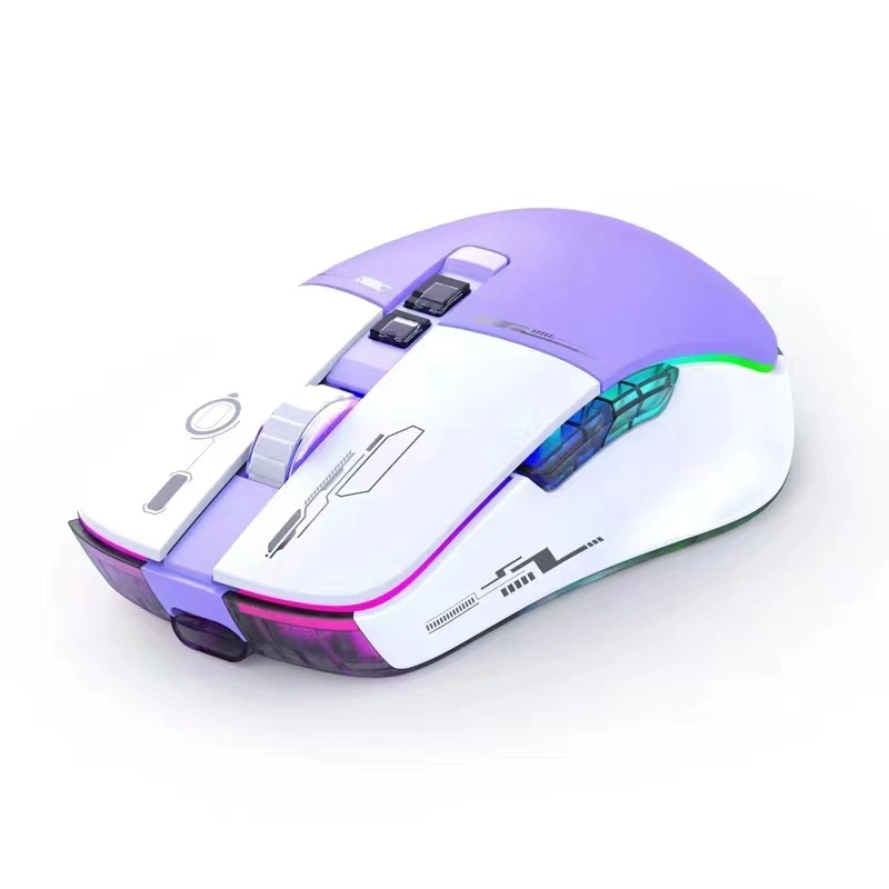 Ratón de juego con cable USB RGB rosa de 7200 dpi y 8 botones