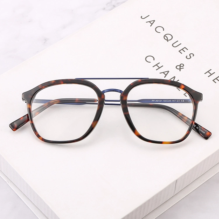 Classic Acetate Double Bridge Square Ready Goods Man Optical Frames