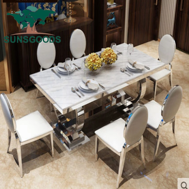 Modern Dining Table Set Wood Metal Dining Table Set