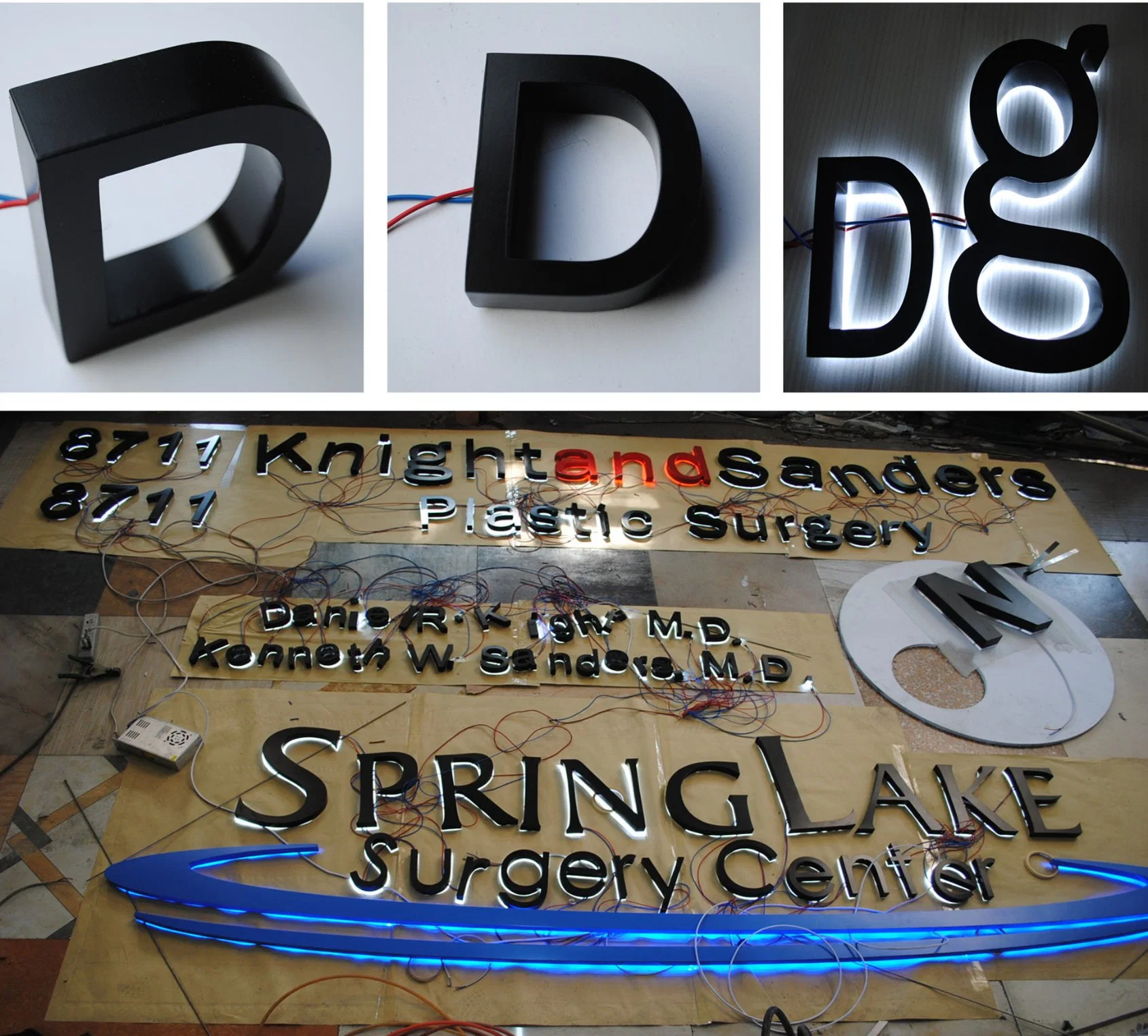 Large Advertising LED Backlit Reverse Stainless Steel Light up Letters for Wall