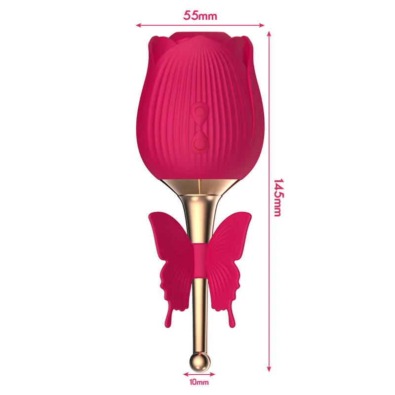 Dual Stimulation Rose Toy Vibrator for Woman