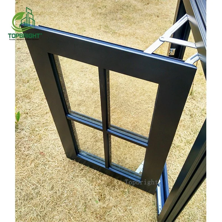 Metal-Window Projected Window Grill Design Double Glazed Aluminium Casement Security Hurricane Windows