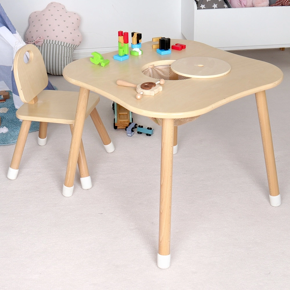 Venta de fábrica caliente Muebles de jardín de infancia niños pequeños de madera jugar Juguete de mesa Almacenamiento Juegos niños silla bebé guardería Muebles