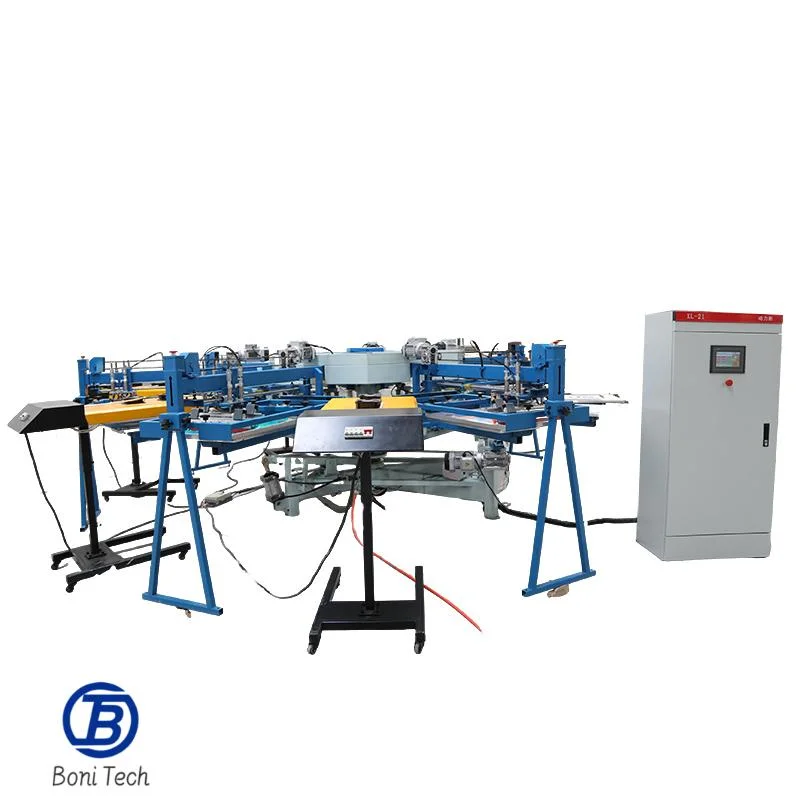 Máquina de impressão rotativa de 6 cores para trabalhos pesados Carousel Serigrafie Equipamento para T-shirt com panos de tecido