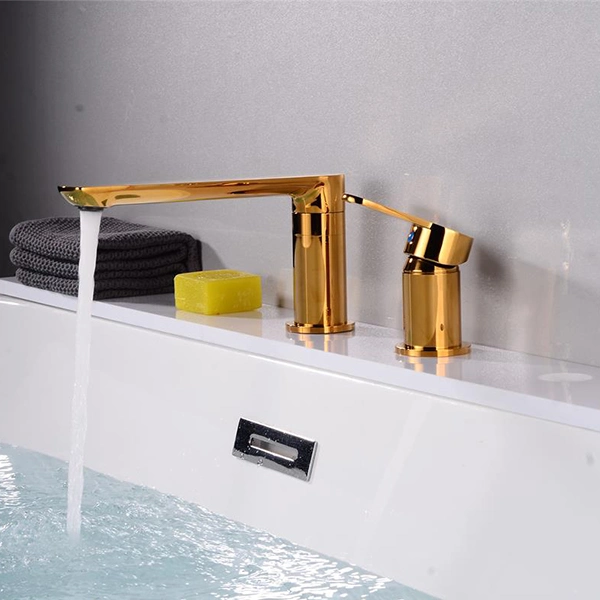 2 Löcher Single Handle Deck Montiert Messing Gold Badewanne Mischer Für Die Raumbadewanne