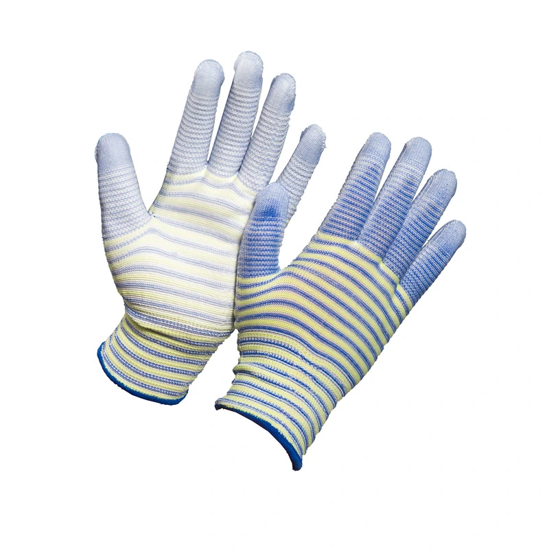 Gloves Work White Polyester Black PU Coated Safety