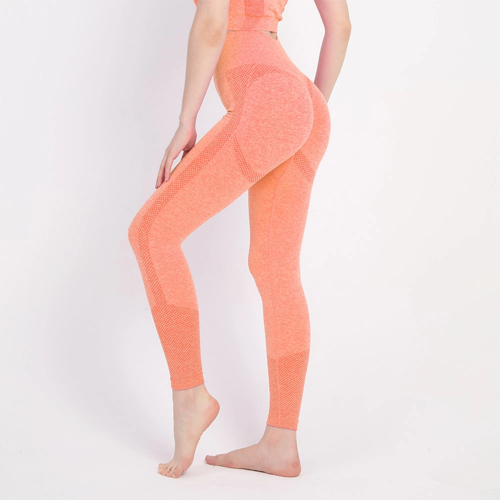 Pantalones de yoga de la Mujer alta elevación de cadera cintura ajustados pantalones de entrenamiento de Durazno