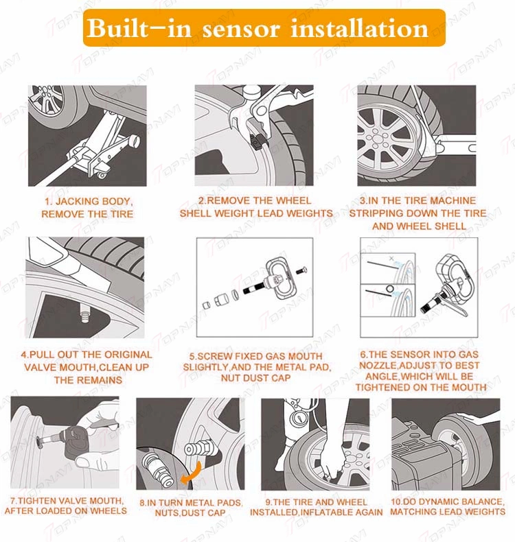 OBD TPMS Car Tire Pressure Monitoring Display System Monitor Security Alarm Intelligent for Android Car Radio Player GPS Navigation