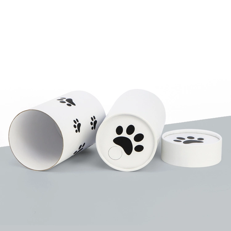 Firstsail Biodegradable Cat Paw Printed Funeral Supplies Scatter Paper Tube Pet White Cremation Urn