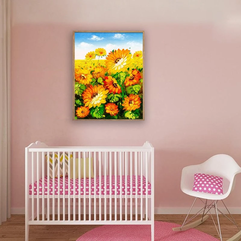 Leinwanddruck auf Sonnenblume Malerei Kunst für Wohnzimmer heiß Verkauf Blume Ölgemälde Bild Wand Poster Modern Style