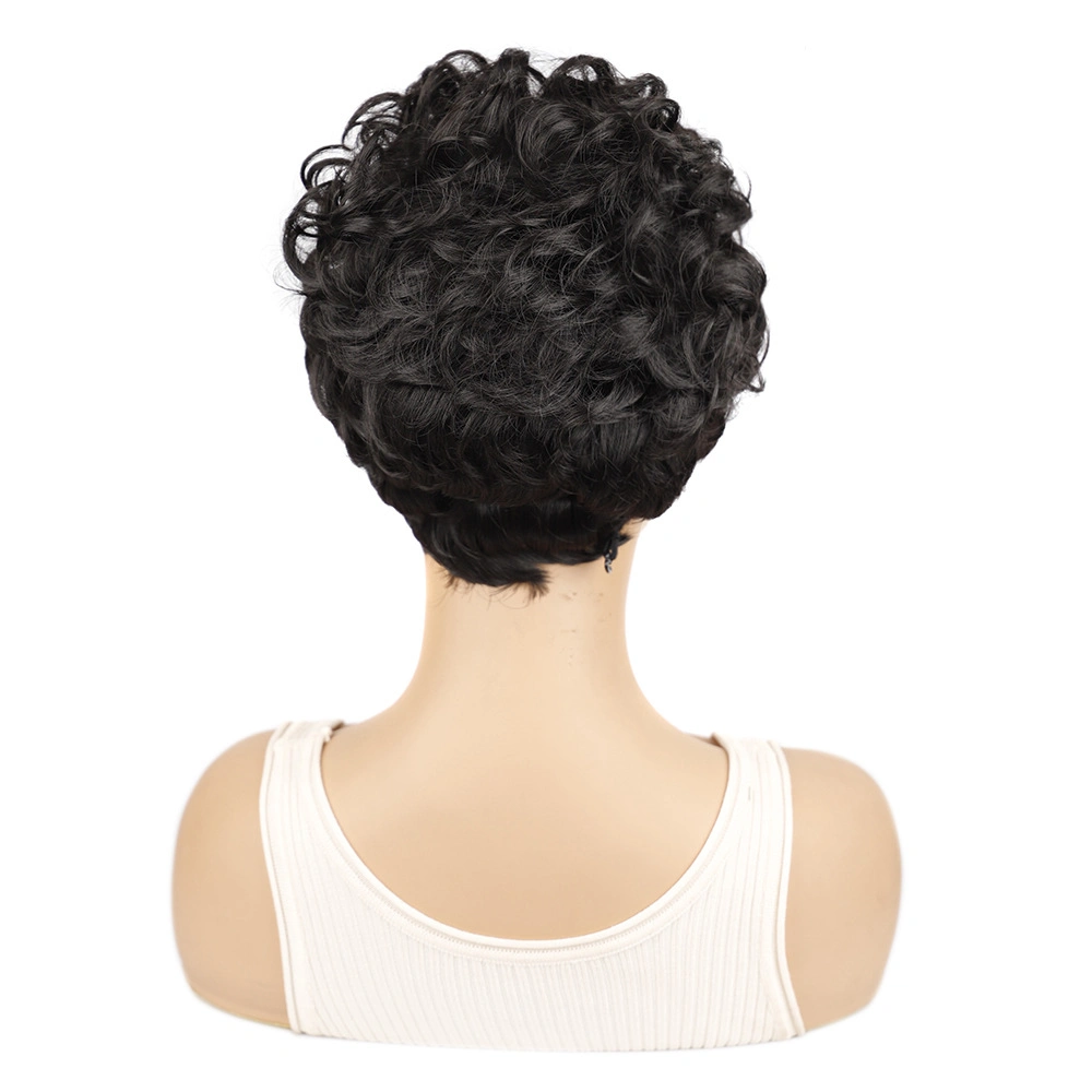 Perruques courtes pour femmes, perruques naturelles ondulées pour femmes noires, perruque en fibre synthétique résistante à la chaleur, perruque coupe pixie avec frange, perruque américaine africaine.