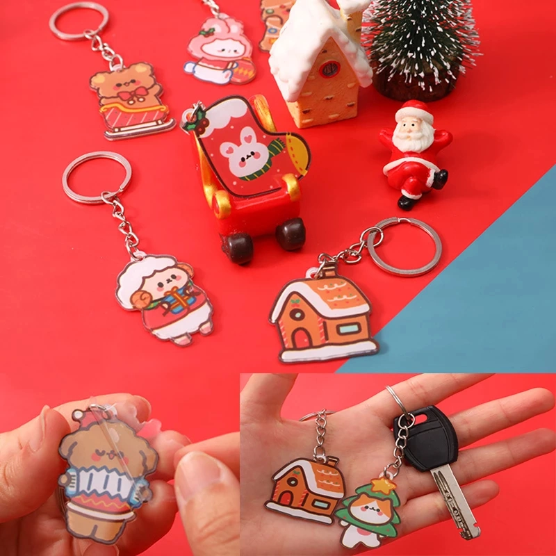 OEM Sound Christmas Hard Enamel Animal Sonw Man Custom Design Personalized Decoration High quality/High cost performance  Fashion Design Keychain Gifts for Kids