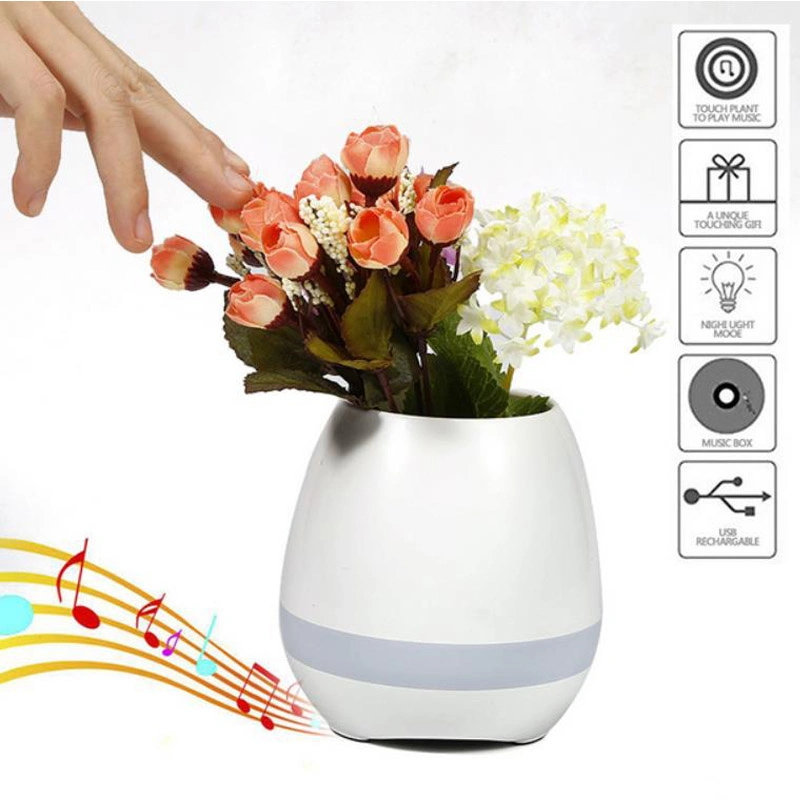 Torche lumière Muti-Color Smart en plastique de la musique avec haut-parleur Bluetooth Flowerpot