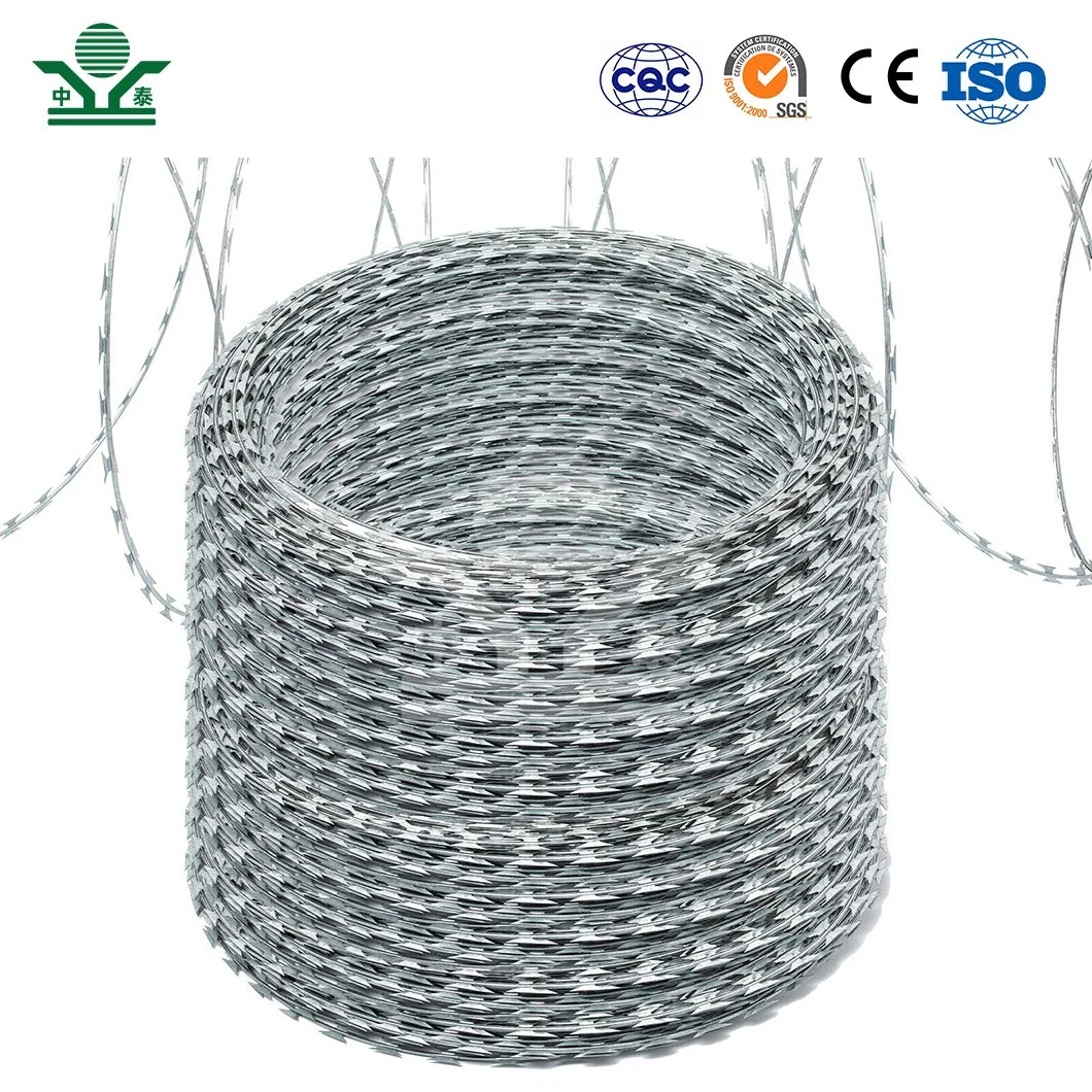 Zhongtai Aluminum Fence Barb Wire China Manufacturing 300mm 450mm 730mm Diameter 4 Strand Barbed Wire Fence Used for Farm Security Fence