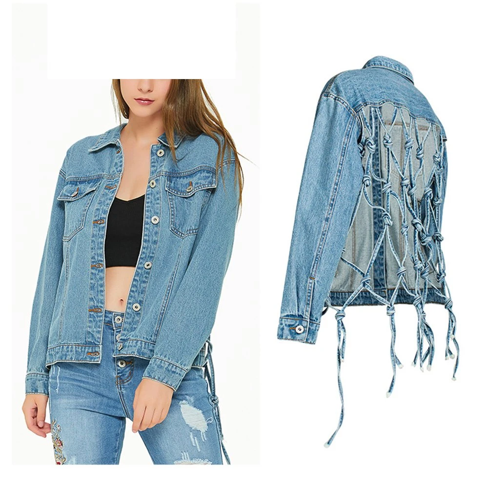 Sexy Design Blue Denim Jacket Women Short Jean Denim Coat Ladies Bike Jackets Woman Apparel