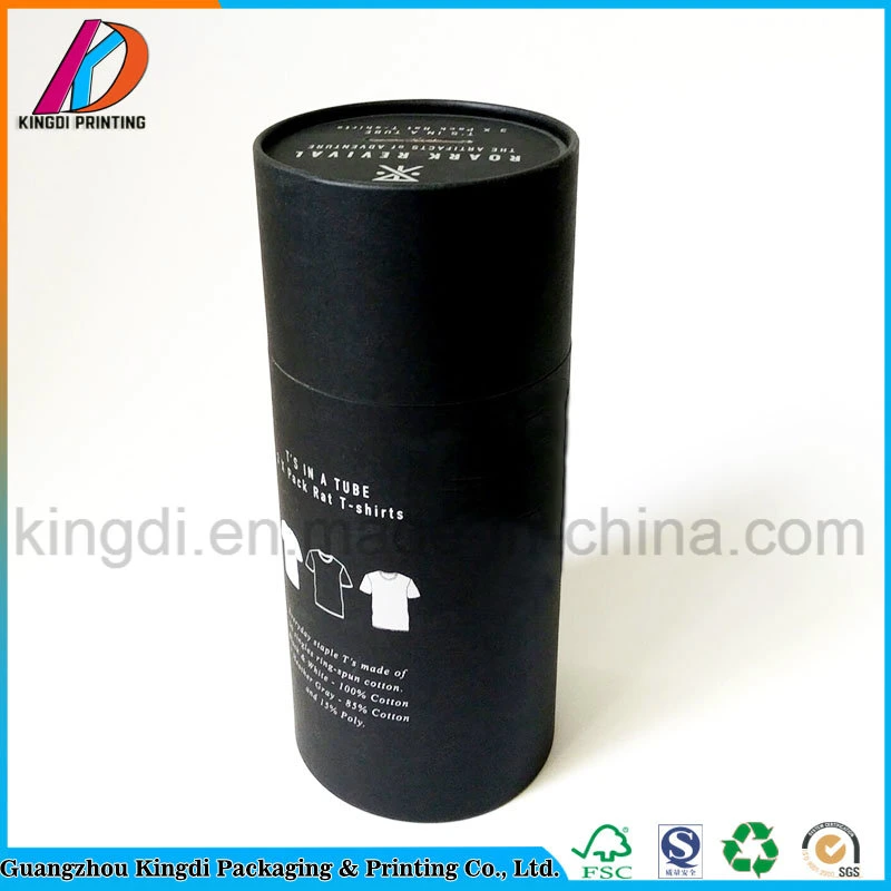 Hot Sale Black Cardboard Cylinder T-Shirt Round Tube Packaging Box